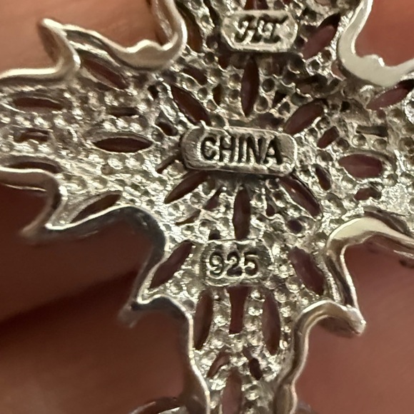 Sterling Silver Tanzanite Cross Pendant - Picture 2 of 4